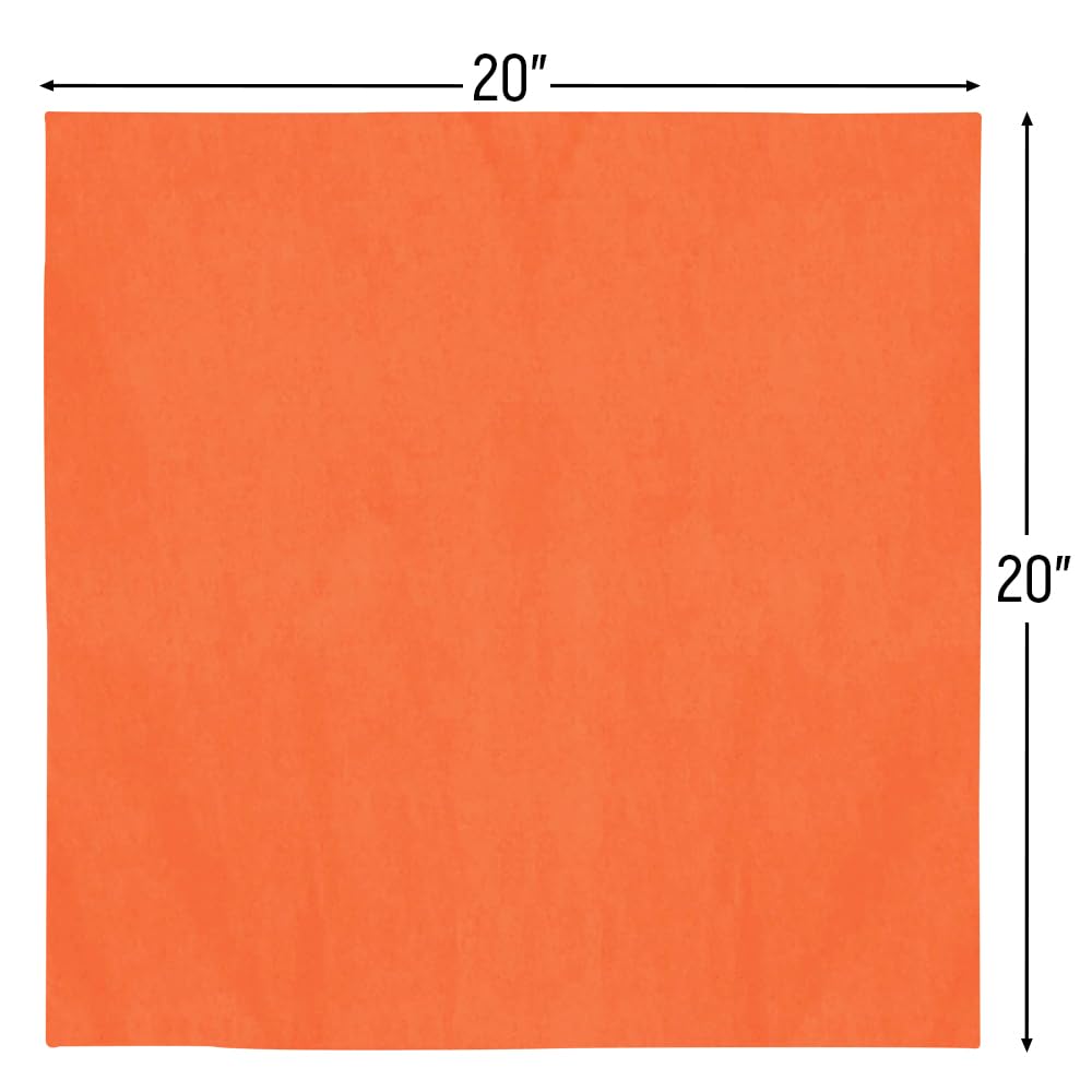 Amscan Vibrant Orange Solid Tissue Paper (20'' X 20'') Pack Of 8 - Premium Square Sheets, Eye-Catching Design - Perfect For Gift
